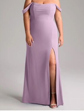 Azazie Lavender One-Shoulder Gown with Side Slit
